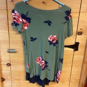 Flower blouse; knot feature on back